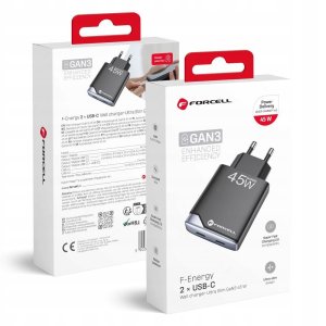 Ładowarka sieciowa do telefonu Forcell F-Energy Ultra Slim GaN III 2 x USB C PD QC4.0 3A 45W B245201(2C) czarna 6