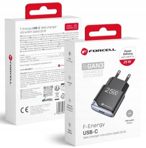 Ładowarka sieciowa do telefonu Forcell F-Energy Ultra Slim GaN III USB C PD QC4.0 3A 25W B125101-E czarna 2