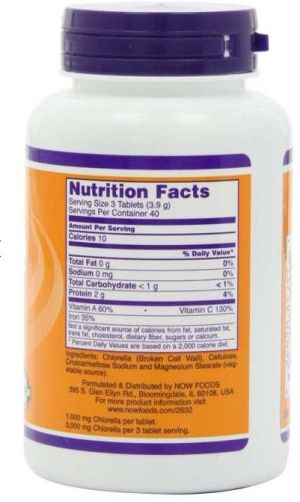 NOW Foods Chlorella 1000mg 60 kapsułek 2