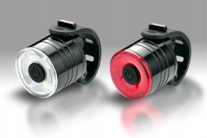 Zestaw bateryjnych lampek rowerowych LED; przednia + tylna - 15 lumenów 4