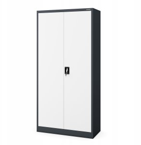Szafa gospodarcza zamykana DAWID 900 x 1850 x 450 mm, antracytowo-biała 2