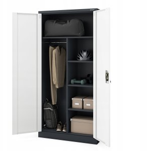 Szafa gospodarcza zamykana DAWID 900 x 1850 x 450 mm, antracytowo-biała 3
