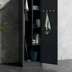 Metalowa szafa gospodarcza AGNES, 500 x 1850 x 500 mm, antracyt 11