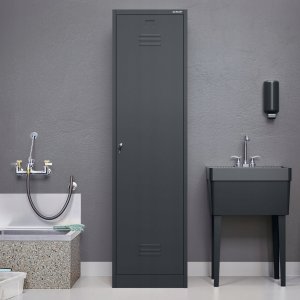 Metalowa szafa gospodarcza AGNES, 500 x 1850 x 500 mm, antracyt 12