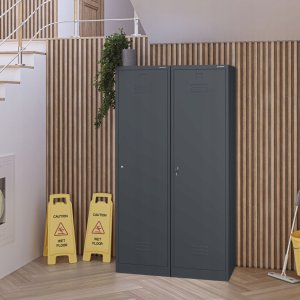 Metalowa szafa gospodarcza AGNES, 500 x 1850 x 500 mm, antracyt 14