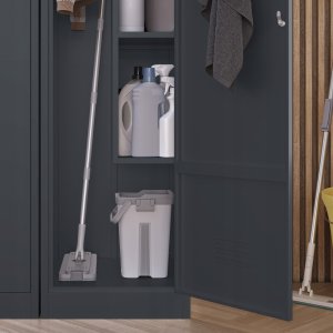 Metalowa szafa gospodarcza AGNES, 500 x 1850 x 500 mm, antracyt 16