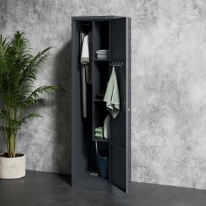 Metalowa szafa gospodarcza AGNES, 500 x 1850 x 500 mm, antracyt 2