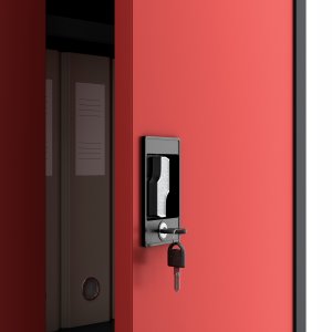 Szafa gospodarcza zamykana DAWID 900 x 1850 x 450 mm, antracytowo-czerwona 6