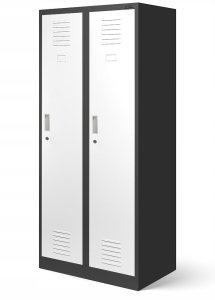 Szafa socjalna BHP ubraniowa czterokomorowa KACPER, 800 x 1800 x 500 mm, antracytowo-biała 4