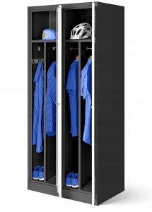 Szafa socjalna BHP ubraniowa czterokomorowa KACPER, 800 x 1800 x 500 mm, antracytowo-biała 7