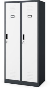 Szafa socjalna BHP ubraniowa czterokomorowa KACPER, 800 x 1800 x 500 mm, antracytowo-biała 9