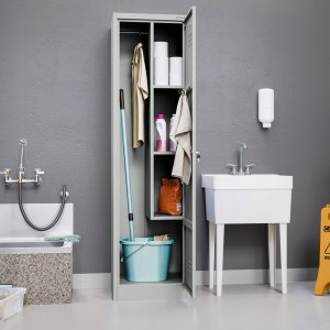 Metalowa szafa gospodarcza AGNES, 500 x 1850 x 500 mm, szara 15