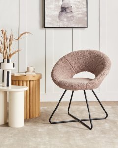 Krzesło do jadalni RACHEL Boucle Beżowoszary 2