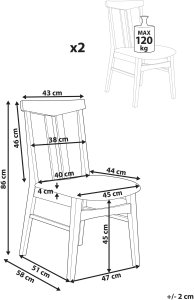 Zestaw 2 krzeseł do jadalni AVALON Drewno Jasnoszary 3