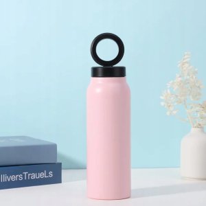 OEM Butelka / bidon na wodę metal z uchwytem kompatybilnym z Magsafe 750ml różowy 3