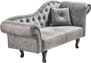 Szezlong welurowy prawostronny szary LATTES II 4