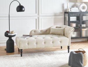 Szezlong prawostronny IVRY Welur Jasnobeżowy 2