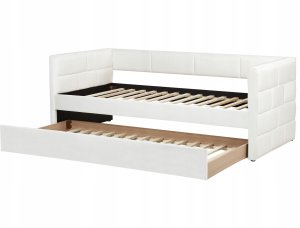 Łóżko wysuwane Welur CHAVONNE 90 x 200 cm Złamana biel 6