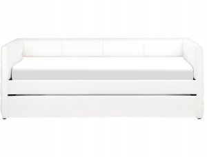 Łóżko wysuwane Welur CHAVONNE 90 x 200 cm Złamana biel 8