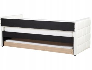 Łóżko wysuwane Welur CHAVONNE 90 x 200 cm Złamana biel 9