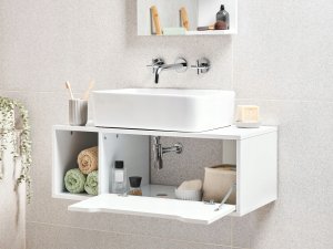 Wisząca szafka pod umywalkę CASCAVEL 80 cm Biały 4