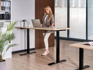 Biurko Beliani Destines Czarno-Beżowe 180 cm x 72 cm 5