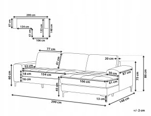 Narożnik dla 4 osób KIRUNA Welur Jasnobeżowy Lewostronny 3