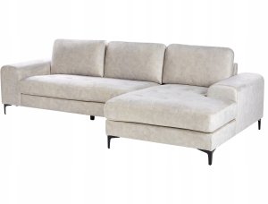 Narożnik dla 4 osób KIRUNA Welur Jasnobeżowy Lewostronny 4