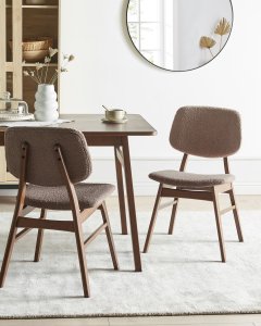 Zestaw 2 krzeseł do jadalni ELAINE Drewno Ciemny brąz/ beżowoszary 2