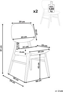 Zestaw 2 krzeseł do jadalni ELAINE Drewno Ciemny brąz/ beżowoszary 3