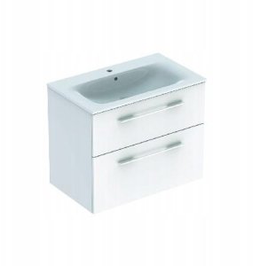 Zestaw umywalki meblowej Geberit Selnova Square, slim, z szafką pod umywalkę, dwie szuflady 80 cm Biały / Lakierowany na wysoki połysk 6