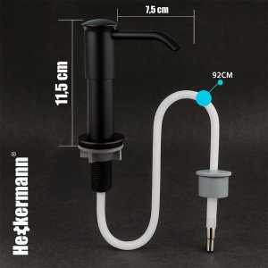 Kuchenny dozownik do płynu do naczyń z wężykiem Heckermann 500ml Czarny Nablatowy 2