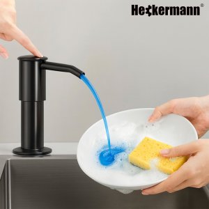 Kuchenny dozownik do płynu do naczyń z wężykiem Heckermann 500ml Czarny Nablatowy 3