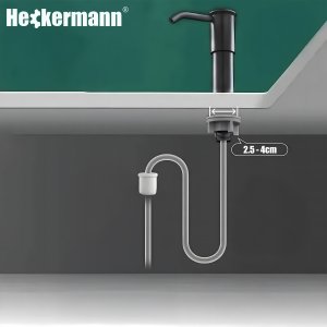 Kuchenny dozownik do płynu do naczyń z wężykiem Heckermann 500ml Czarny Nablatowy 5