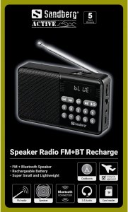 Radio Sandberg Speaker Radio FM+BT Recharge 4