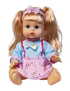 Lalka w różowej sukience z 3 akcesoriami - mówi, śmieje się i siusia 2