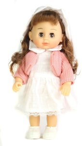 Lalka w sukience z zestawem akcesoriów włosy brązowe 3