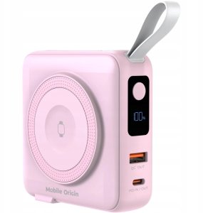 Mobile Origin Powerbank & Travel Charger, Lightning/USB-C Cable, MagSafe/AW/iPhone Compatible, pink 3