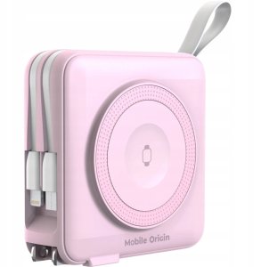 Mobile Origin Powerbank & Travel Charger, Lightning/USB-C Cable, MagSafe/AW/iPhone Compatible, pink 5