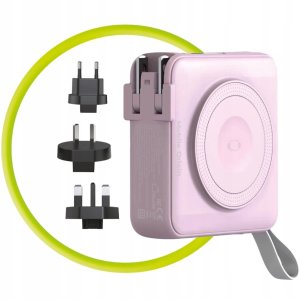 Mobile Origin Powerbank & Travel Charger, Lightning/USB-C Cable, MagSafe/AW/iPhone Compatible, pink 9