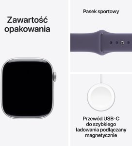 Smartwatch Apple Watch 11 GPS 42mm Silver Alu Sport Band S/M Fioletowy  (MEU64ET/A) 8