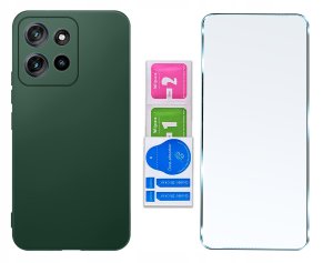 krainaGSM Etui Zielone Matowe Silikon Slim do Motorola G56 5G + SZKŁO 9H 6