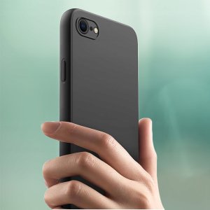 Etui Czarne Matowe Silikon Slim do iPhone 7 | 8 | SE | 2020 | 2022 + SZKŁO 7