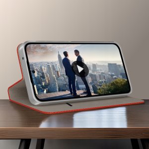 Etui z klapką do Realme C75 Zamykane Czerwone Futerał + Szkło 9H 3