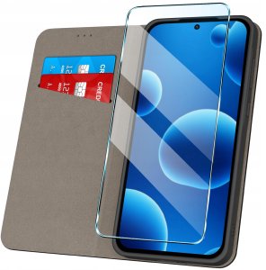 krainaGSM Etui z klapką do Oppo Reno 13 5G Zamykane Czarne Futerał + Szkło 9H 2