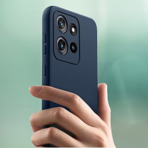 krainaGSM Etui Granatowe Matowe Silikon Slim do Motorola G86 | G86 Power + SZKŁO 9H 7