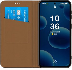 Etui do Samsung S25 FE SKÓRZANE CZARNE ZAMYKANE MAGNETYCZNE + SZKŁO 4