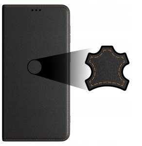 Etui do Samsung S25 FE SKÓRZANE CZARNE ZAMYKANE MAGNETYCZNE + SZKŁO 6