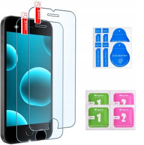 ZESTAW Etui do iPhone 7 | 8| SE | Matowe Czarne Silikon Slim 2 SZTUKI SZKŁO 7