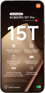 Smartfon Xiaomi 15T Pro 5G 12/512GB Złoty  (68001) 2